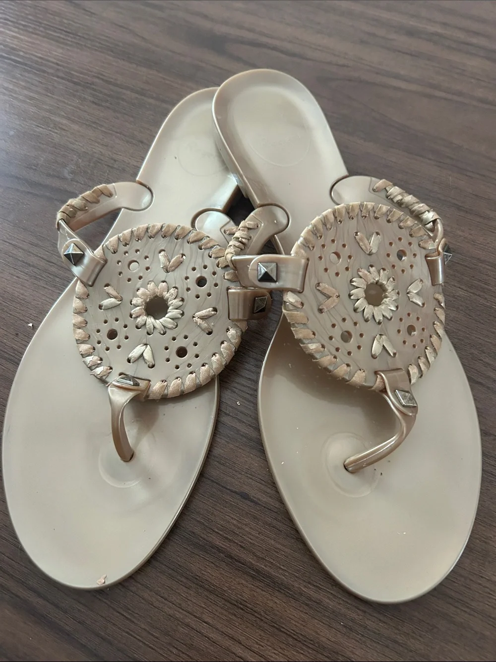 Jack Rogers Gold Jelly Sandals 8